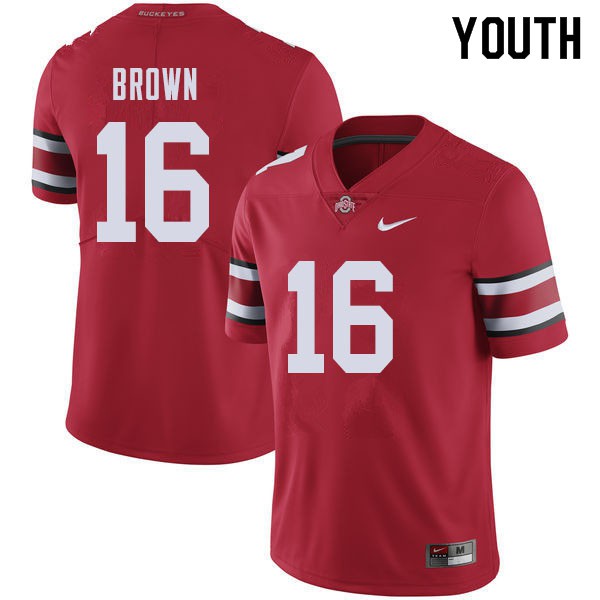 Ohio State Buckeyes #16 Cameron Brown Youth Embroidery Jersey Red OSU95100